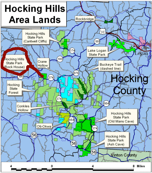 Map showing where The Rock House is located